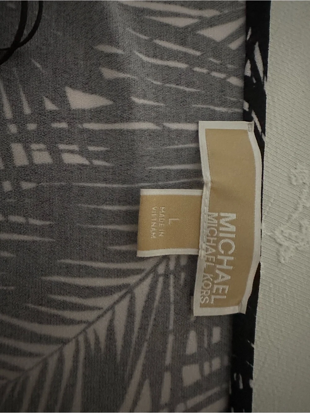 Michael Kors Black and White Palm-Print Maxi Dress